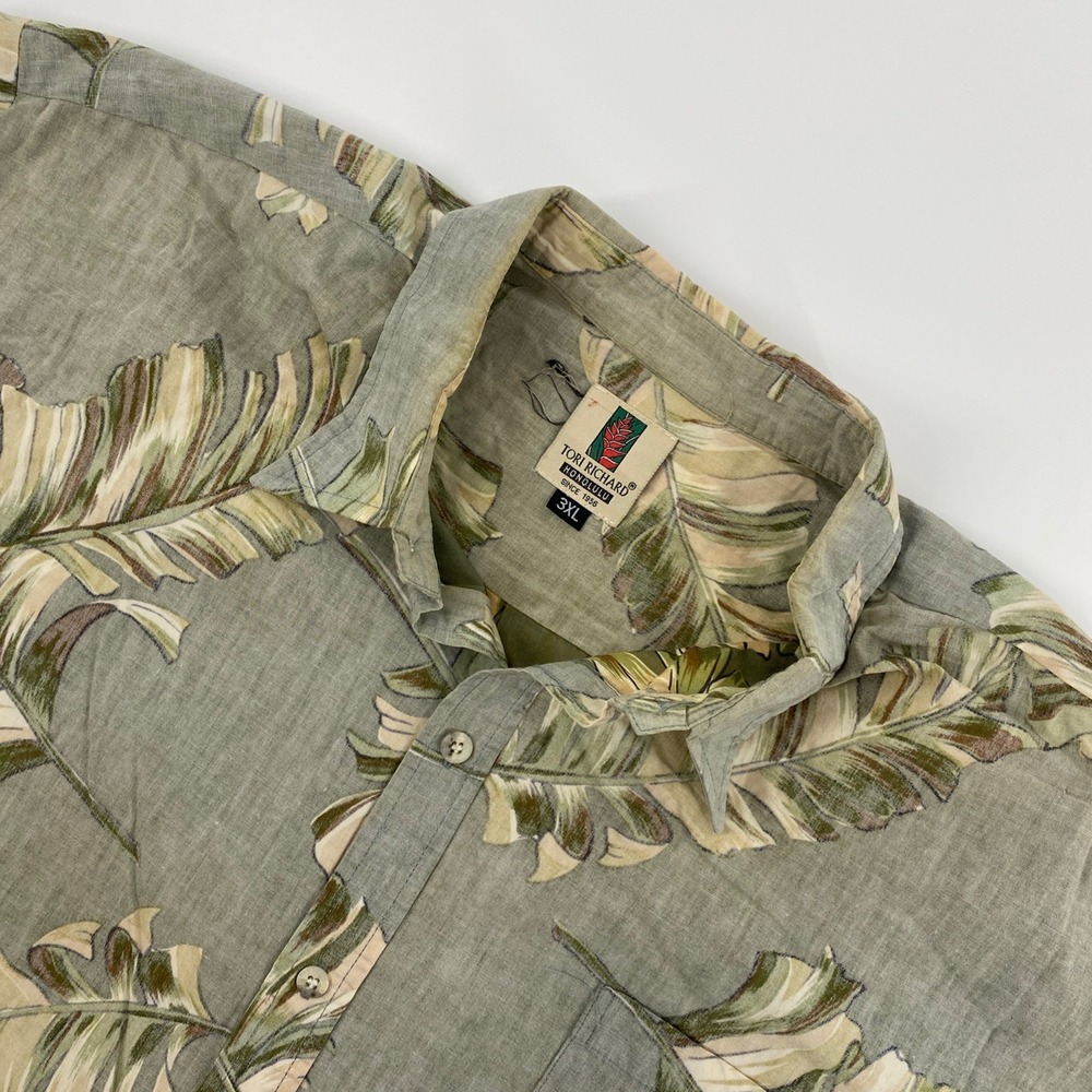 Tori‎ Richard Shirt Mens 3XL Green Tropical Leaf Aloha Resort Hawaii Summer USA